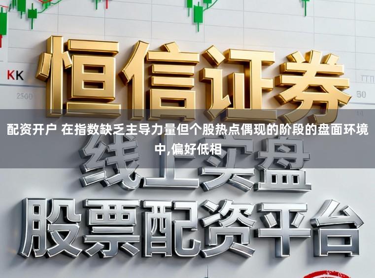 配资开户 在指数缺乏主导力量但个股热点偶现的阶段的盘面环境中，偏好低相